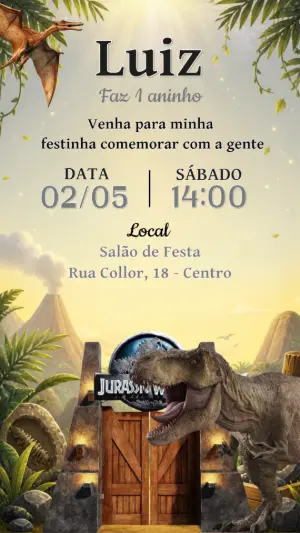 Invitación de cumpleaños Dinosaurio – Estático – CollorGraph EDITOR