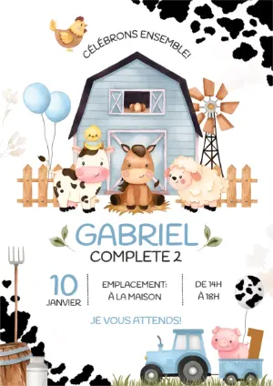 Invitation Anniversaire Ferme Bleue à Personnaliser en Ligne