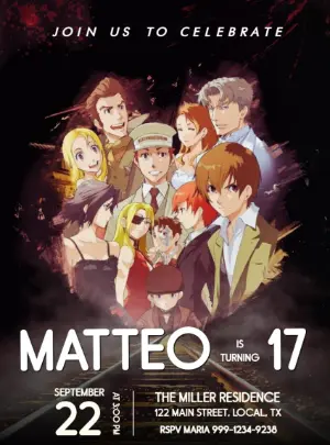 Editable Baccano! Anime Birthday Invitation Template