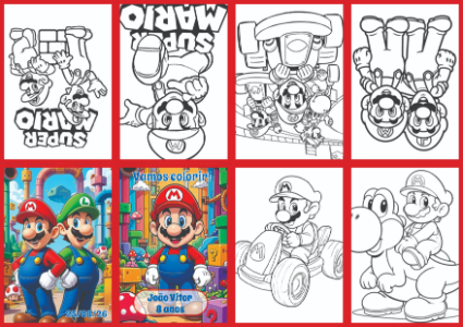 Livrinho de Colorir Super Mario Editável para Festa Infantil