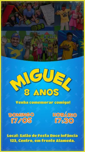 Convite Animado Aniversário Aventureiros para Editar Online