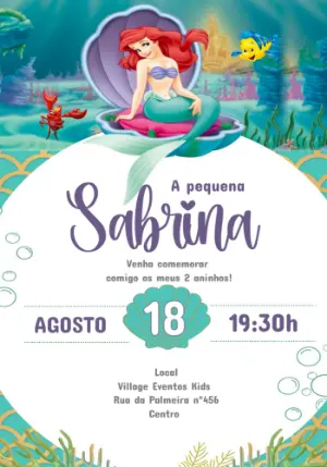 Invitación de cumpleaños La Sirenita – Estático – Convites Personalizados