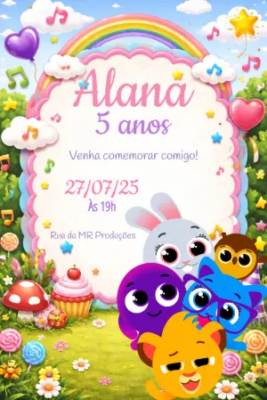 Convite de Aniversário Infantil Bolofofos Editável