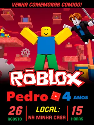Invito di compleanno Roblox – Statico – Alegria no ar