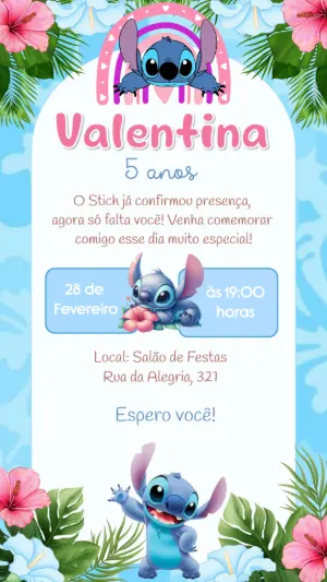Invitación de cumpleaños Stitch – Estático – Felicity Artes