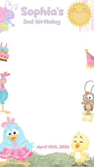 Editable Lottie Dottie Chicken Birthday Photo Booth Frame