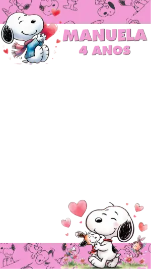 Moldura para Stories Snoopy Fofo Rosa para Editar