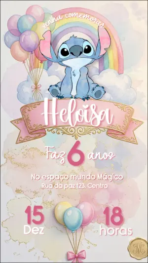 Invitación de cumpleaños Stitch – Estático – Janeiro 