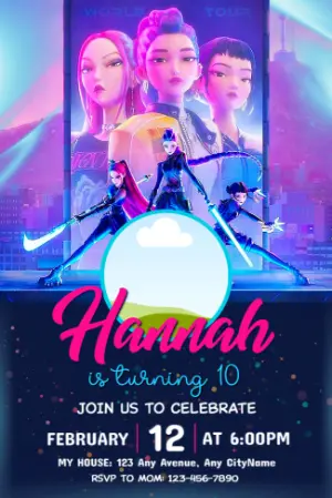 Invitation d'anniversaire KPop Demon Hunters – Statique – Jotta Arts