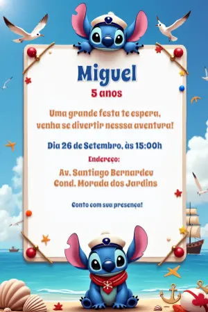 Invitación de cumpleaños Stitch – Estático – Gisele