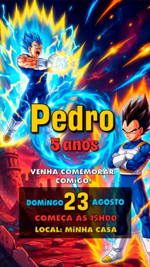Convite Digital Dragon Ball Vegeta para Editar Online