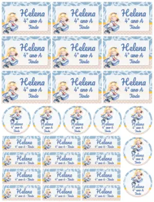 Kit de Etiquetas Escolares Alice no País das Maravilhas Editável