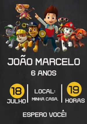Invito di compleanno Paw Patrol – Statico – Priscila