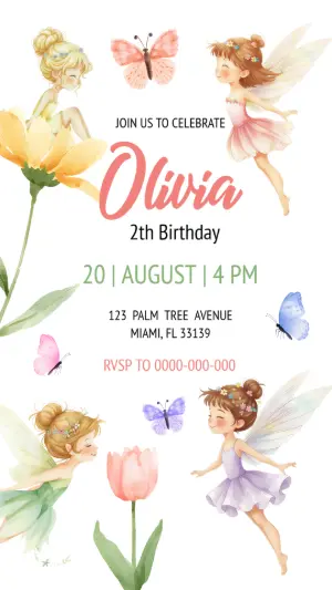 Fairy Garden Birthday Invitation Editable Template
