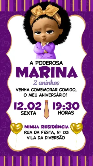 Convite Poderosa Chefinha Roxo para Aniversário Editável