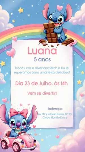 Invitación de cumpleaños Stitch – Estático – CollorGraph Convites