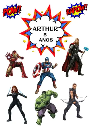 Topo de Bolo Vingadores Marvel para Editar Online e Imprimir