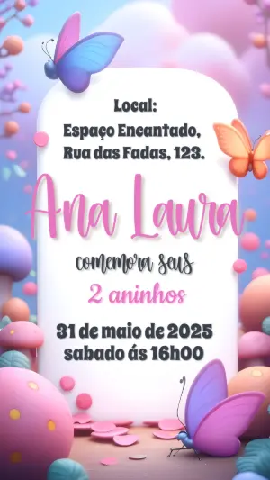 Invitación de cumpleaños Jardín encantado – Estático – Convites Digitais Exclusivos