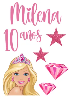 Topo de Bolo Aniversário Barbie para Editar Online
