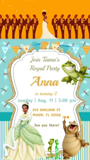 Animated Princess Tiana Birthday Video Invitation Template