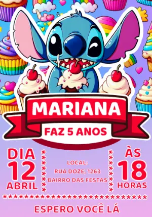 Invitación de cumpleaños Stitch – Estático – Crazyume Designer