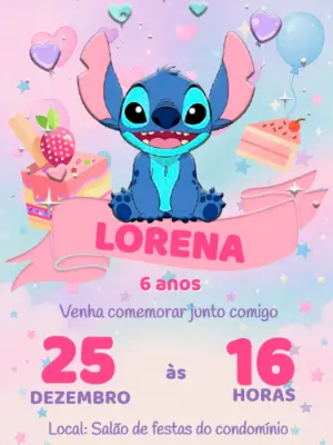 Invitación de cumpleaños Stitch – Estático – Victor designer