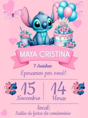 Invitación de cumpleaños Stitch – Estático – Victor designer