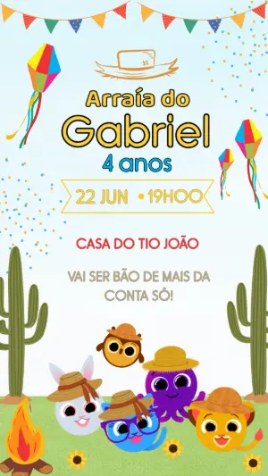 Convite Festa Junina Bolofofos para Editar Online