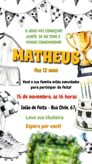 Soccer Birthday Invitation – Static – Convite digital - Edite você mesmo