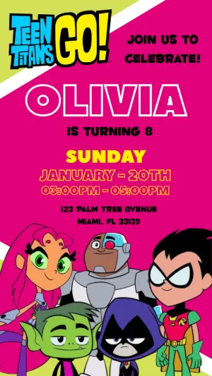 Teen Titans Go! Editable Birthday Invitation Template