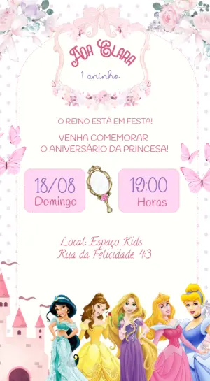 Invitación de cumpleaños Princesas – Estático – Felicity Artes