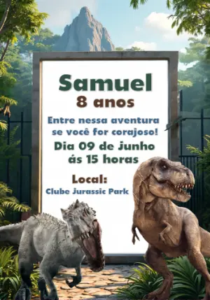 Convite Aniversário Dinossauros Jurassic Park para Editar Online