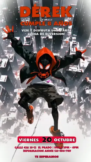 Video Invitación de Cumpleaños Spider-Man Miles Morales para Editar