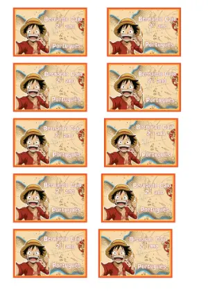Etiqueta Escolar One Piece com Luffy Editável para Imprimir