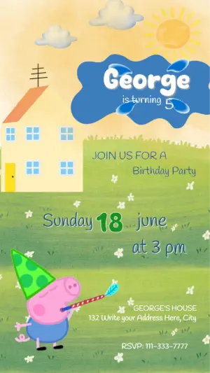 Editable Animated Invitation: George Pig's Birthday Party Video
