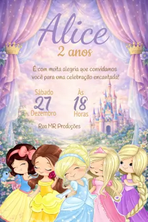 Invitación de cumpleaños Princesas – Estático – Michelle 
