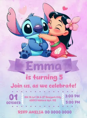 Lilo and Stitch Birthday Invitation to Edit Online