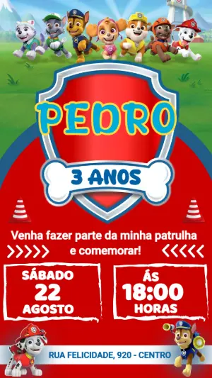 Invito di compleanno Paw Patrol – Statico – Color Art Studio