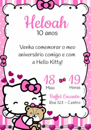 Convite de Aniversário Hello Kitty para Editar Online
