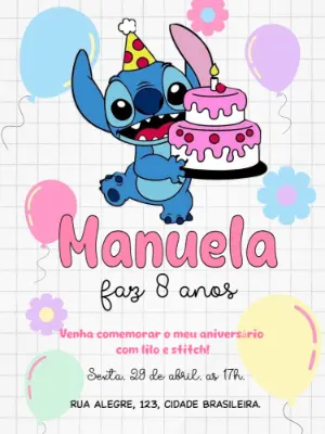 Invitación de cumpleaños Stitch – Estático – Mimo Digital