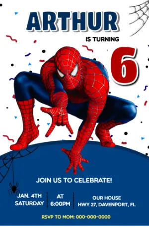 Editable Spider-Man Birthday Invitation Template