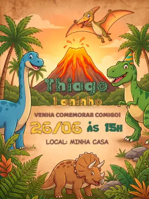 Invitación de cumpleaños Dinosaurio – Estático – Alegria no ar