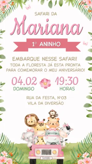 Safari Birthday Invitation – Static – Convide aê!