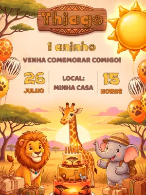 Safari Birthday Invitation – Static – Alegria no ar