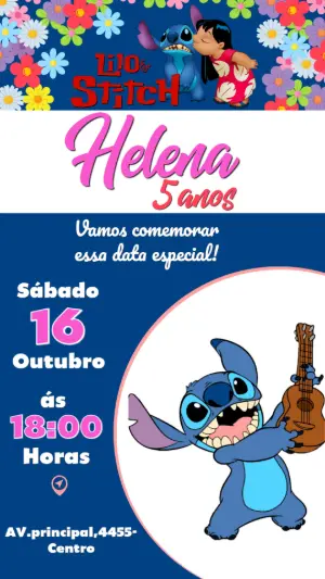 Invitación de cumpleaños Stitch – Estático – Color Art Studio