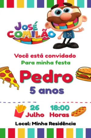 Convite de Aniversário José Comilão para Editar Online