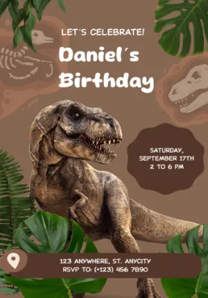 Dinosaur Birthday Invitation Template to Edit Online
