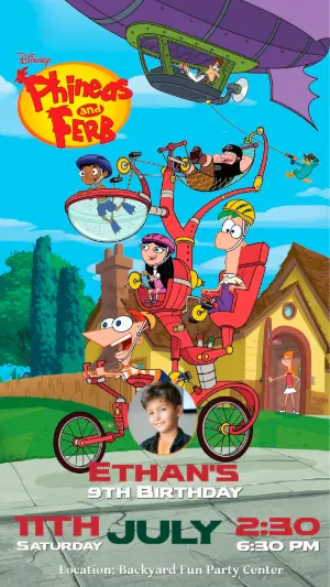 Phineas and Ferb Editable Birthday Invite with Photo