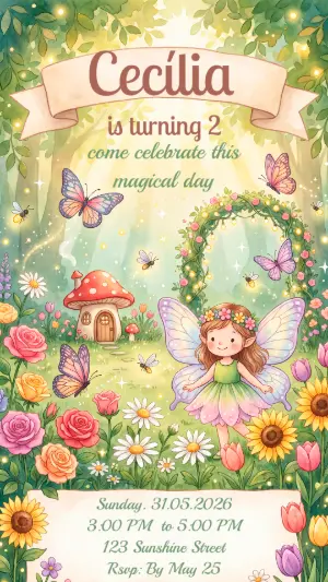 Enchanted Garden Fairy Birthday Invitation | Editable Template