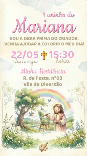 Convite Aniversário O Maior Pintor do Mundo Aquarela Editável